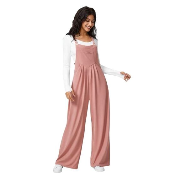 Halara Pink overall jumpsuit, medium,  NWT, soft girl, cozy, athleisure, casual - Picture 2 of 7